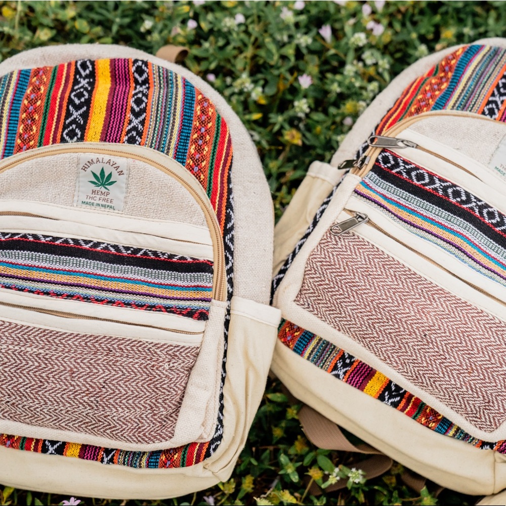 Small Mini Hemp Boho Backpack - Handmade & New - Picture 2 of 3